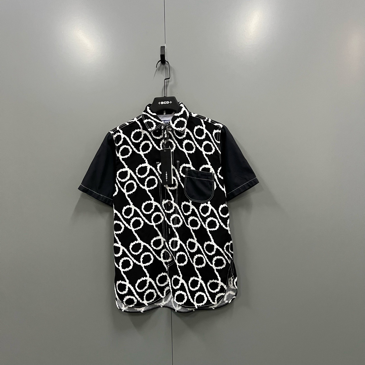 99新  CDG 拼色满印短袖衬衫 M码/4000/