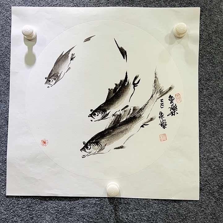 国画知鱼之乐纯手绘