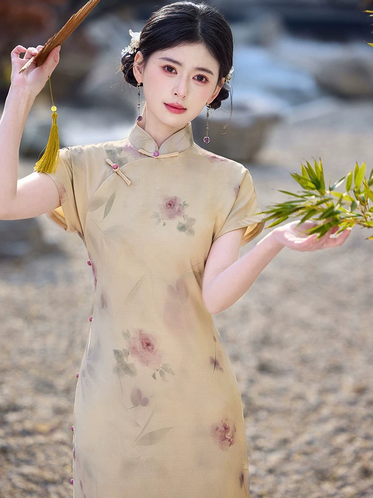 630 年轻款古法全开襟《流光》旗袍