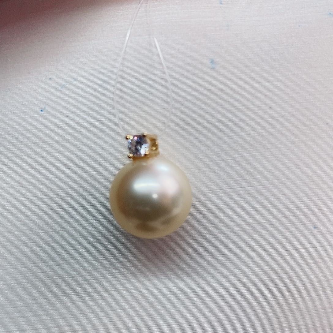 吊坠(不含链)银S925镶嵌海水珍珠11-12