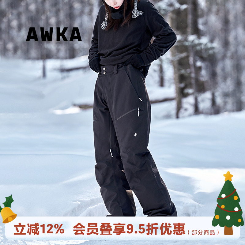 awka【25雪季上新】滑雪裤女款男士防水3L保暖滑雪服加P棉BZK116
