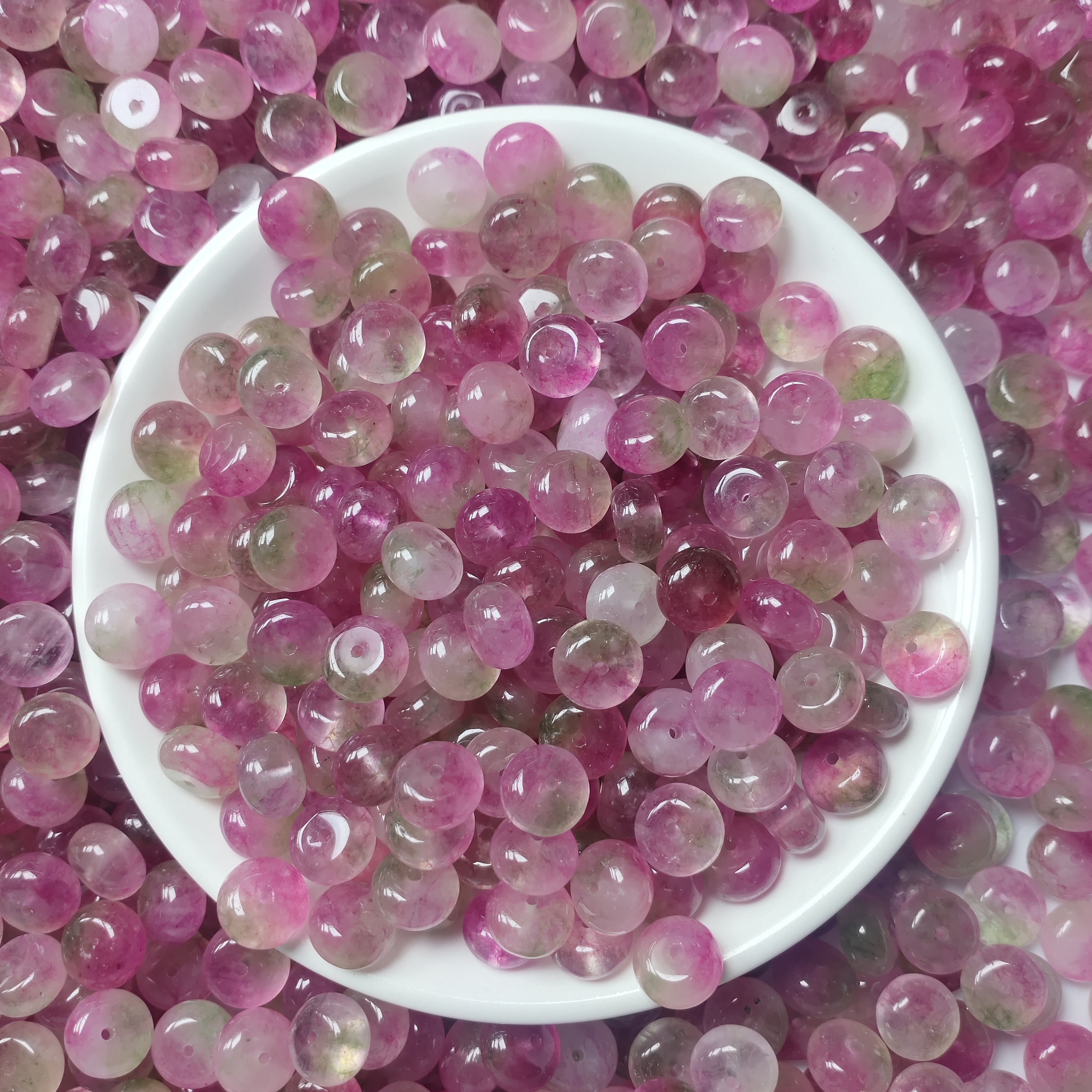 散珠W3146西瓜碧玺算盘10*6MM*10颗