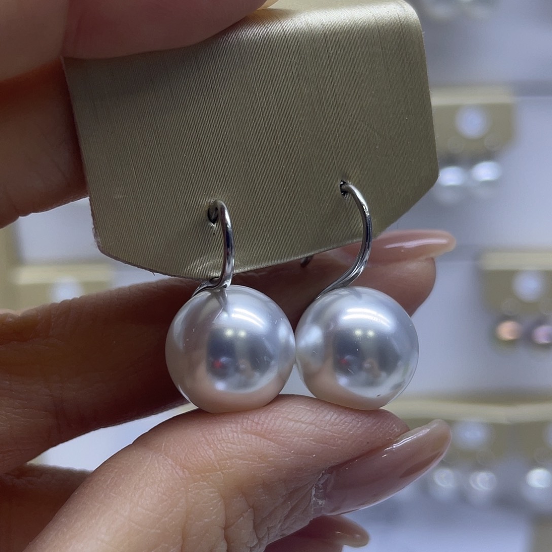 淡水珍珠耳饰银S925镶嵌