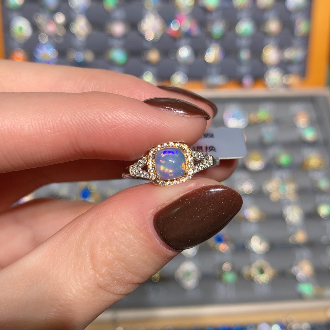 银S925镶嵌欧泊戒指t