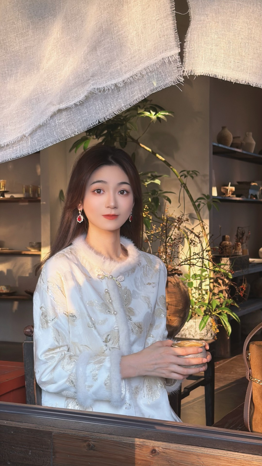 【金枝玉叶】新中式桑蚕丝加棉保暖秋冬长袖上衣 24W0255