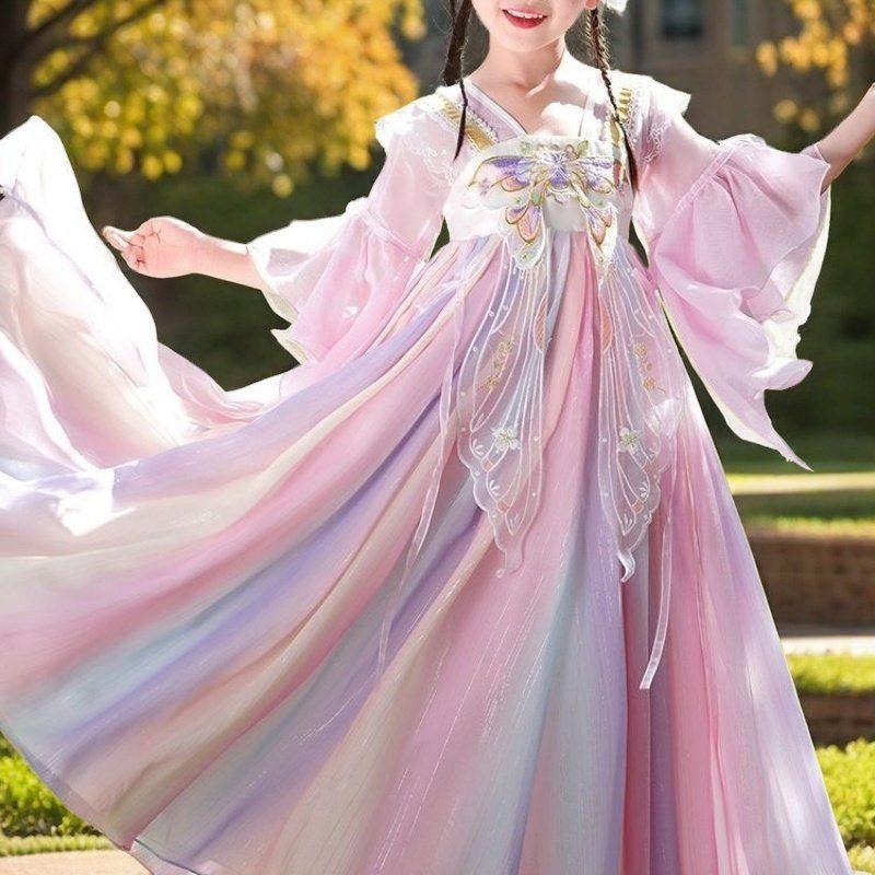 女童汉服连衣裙夏季新款女孩超仙古装国风小女孩表演服夏薄款
