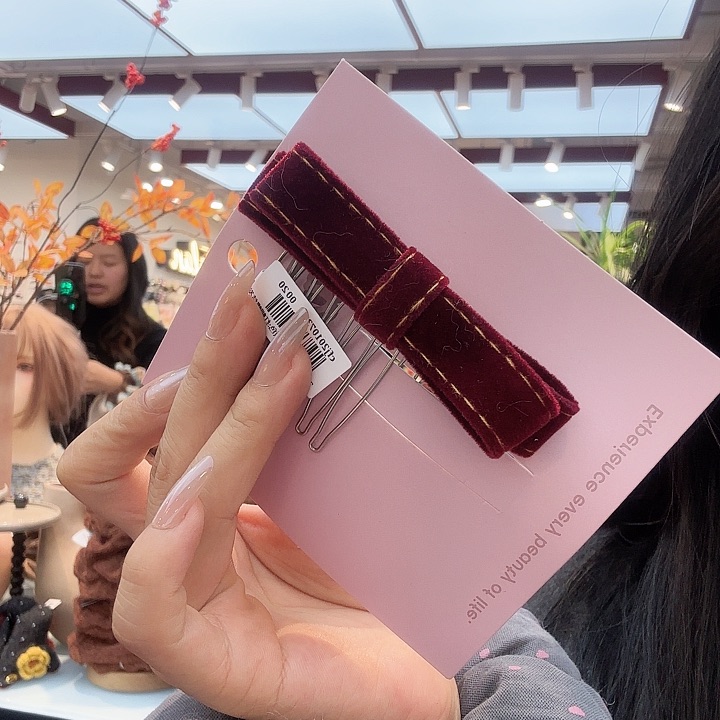 非金属布艺红蝴蝶结倒插梳