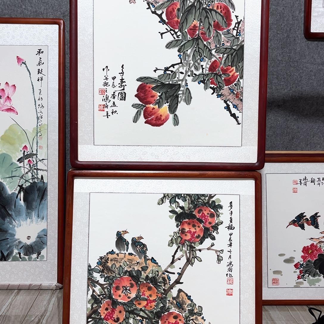 国画书画作品带框63×63