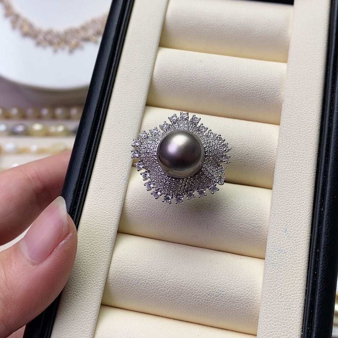 海水珍珠戒指银S925镶嵌