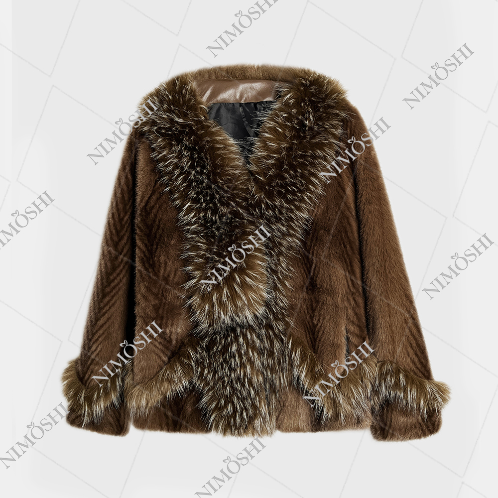 【莎总专属】欧货秋冬新款大毛领洋气减龄保暖毛毛外套 L5074