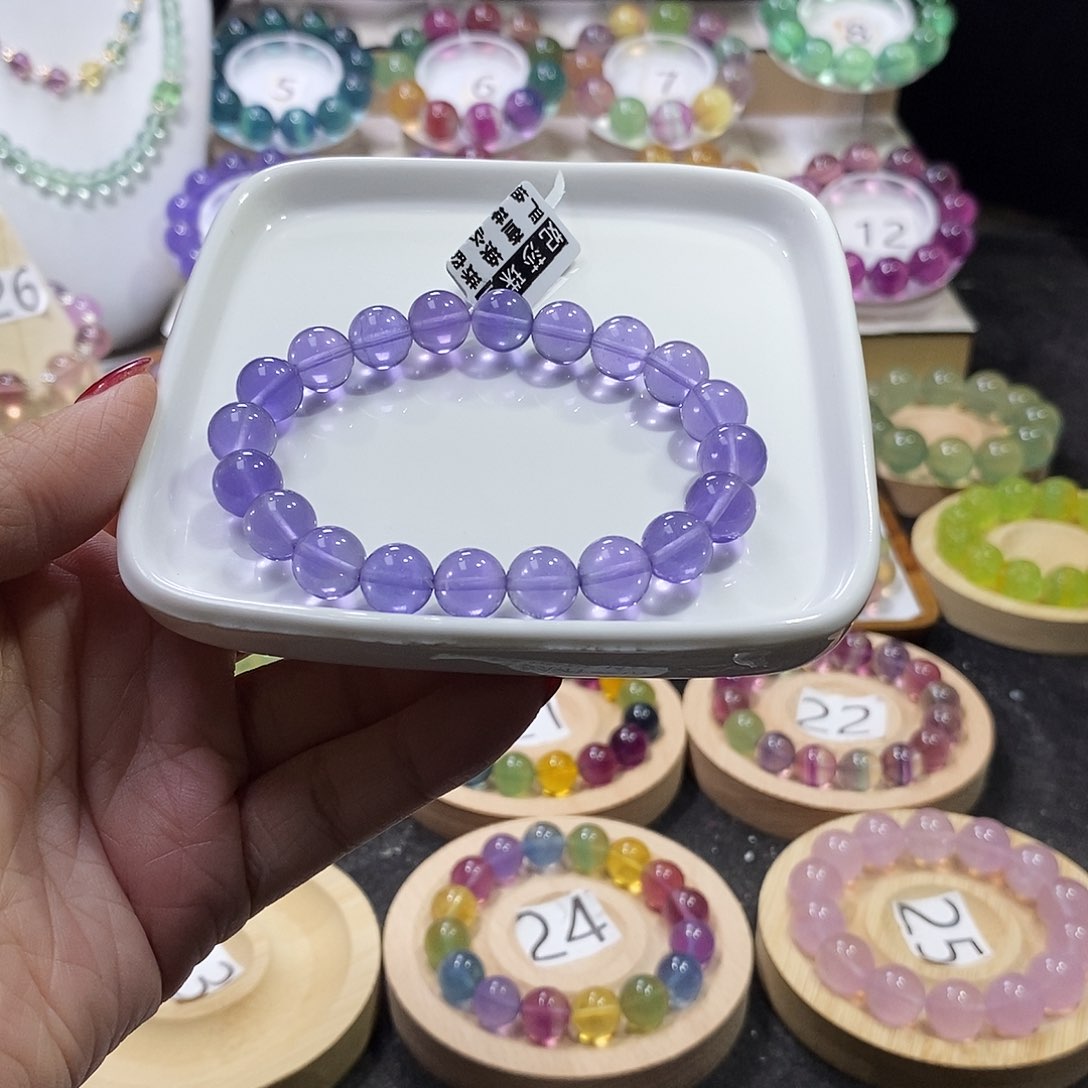 萤石手链未镶嵌薰衣草紫9加