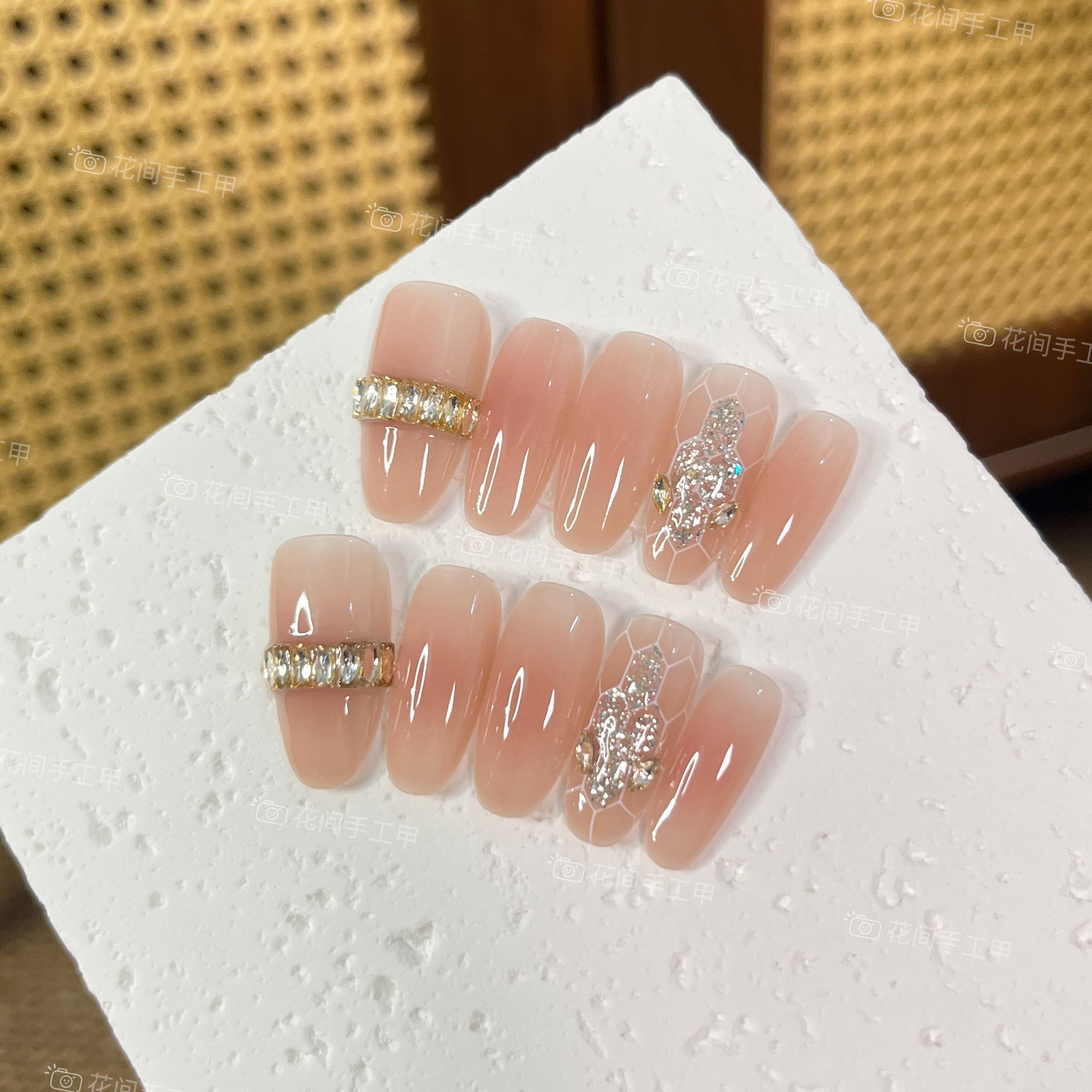 【宝格】花间 腮红锆石纯欲蛇纹手工穿戴甲10片