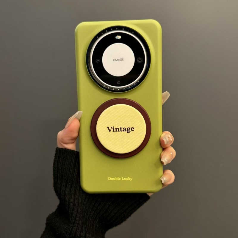 春日绿底英文磁吸支架适用华为mate60pro手机壳新款iphone16菲林