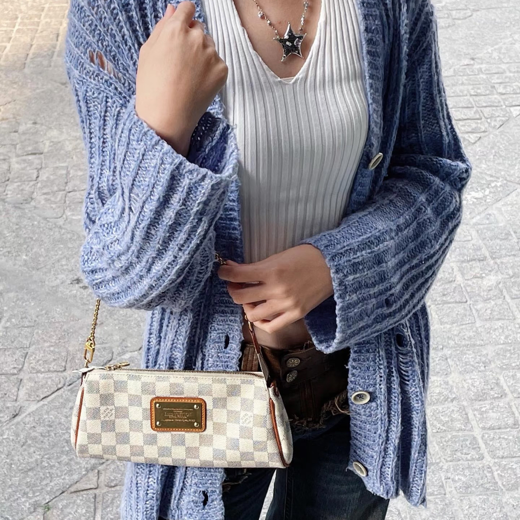 95新 LouisVuitton/路易威登 御古屋/82706/白棋盘格eva 11年