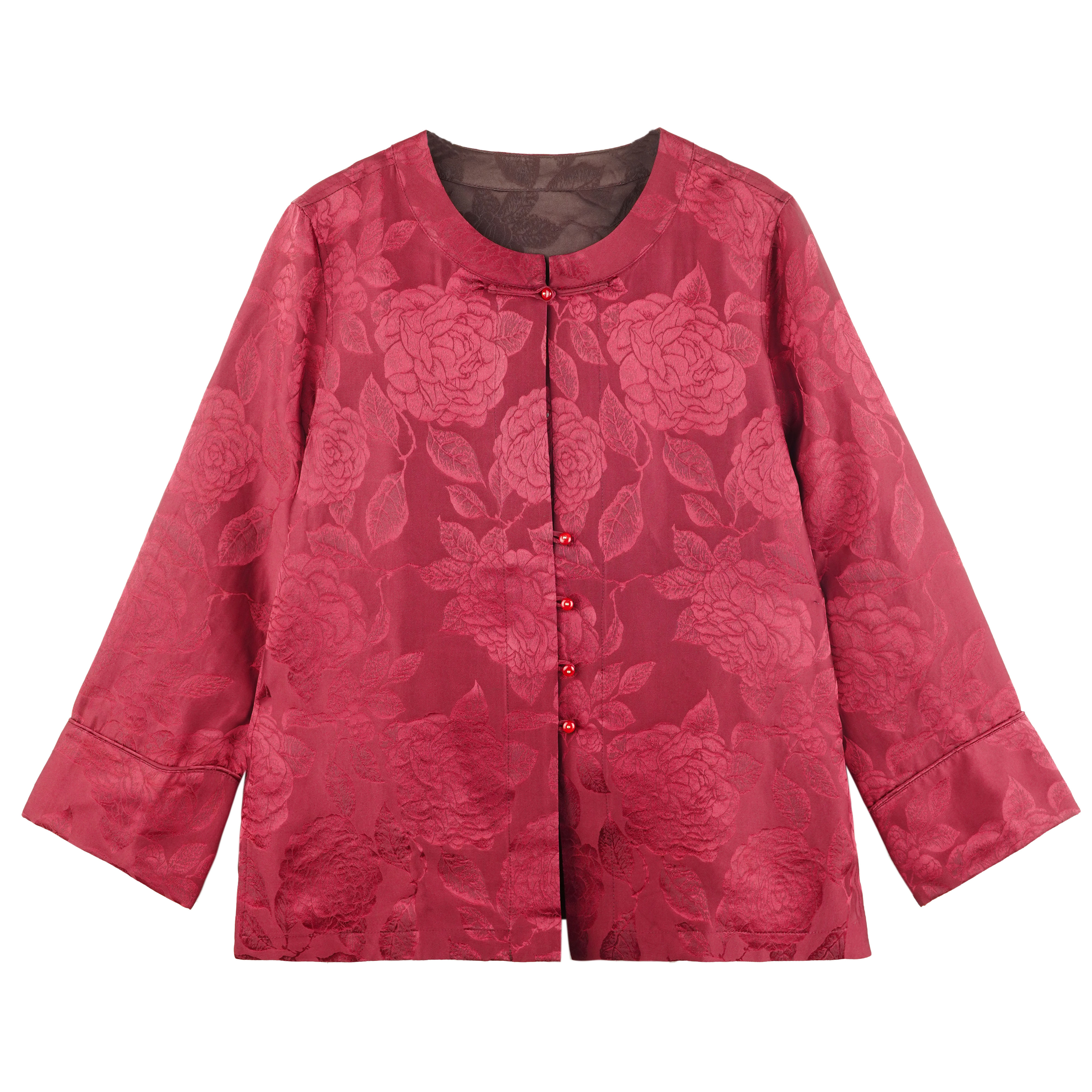 XN2025新款休闲十里红妆圆领长袖双面穿立体织花外套 24754-1