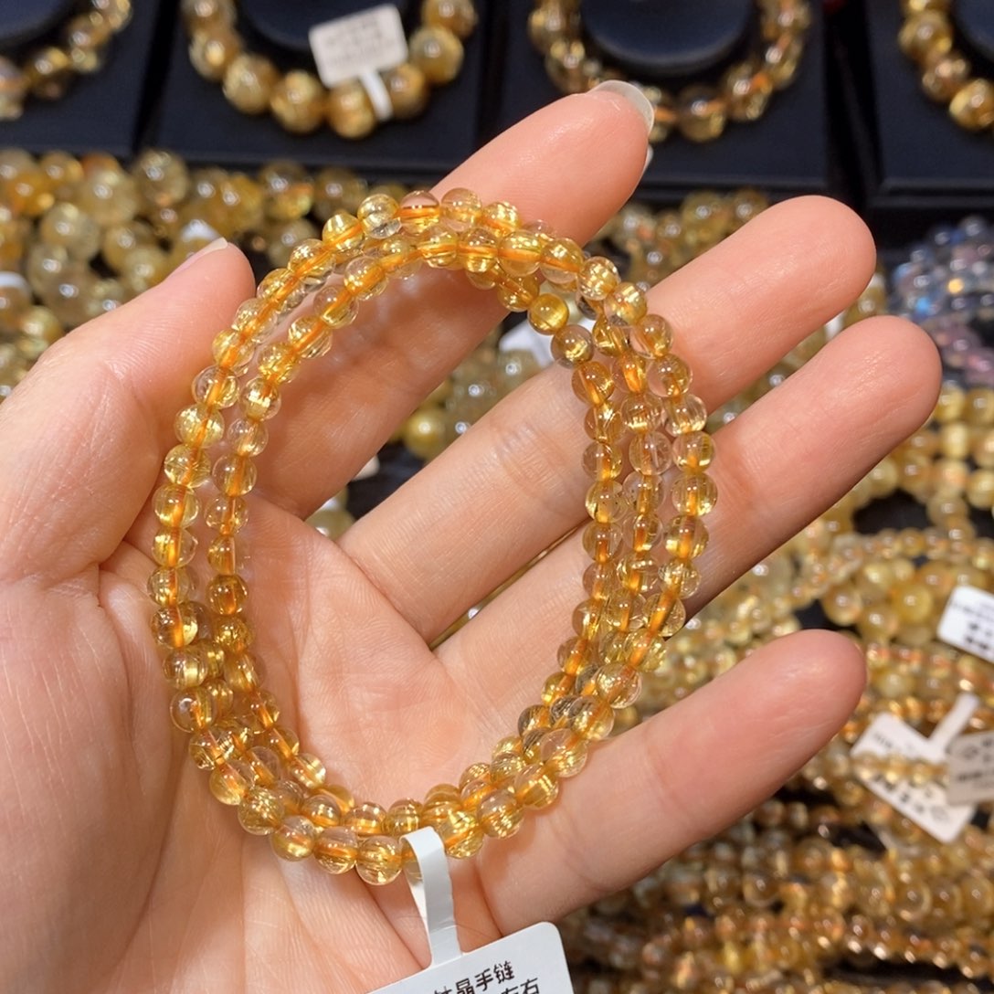 水晶手链未镶嵌黄***财手链4.7mm