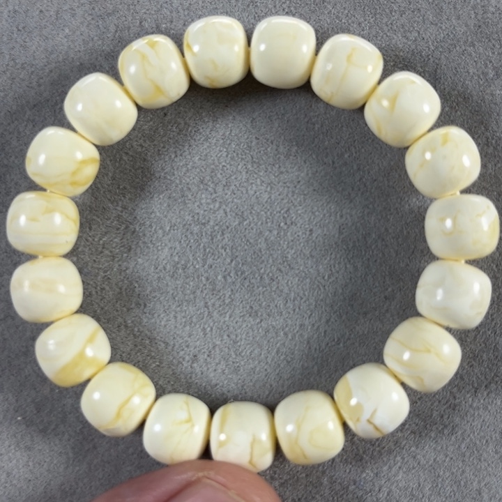 未镶嵌蜜蜡手串俄料同料瓷白金纹虎皮14腕口