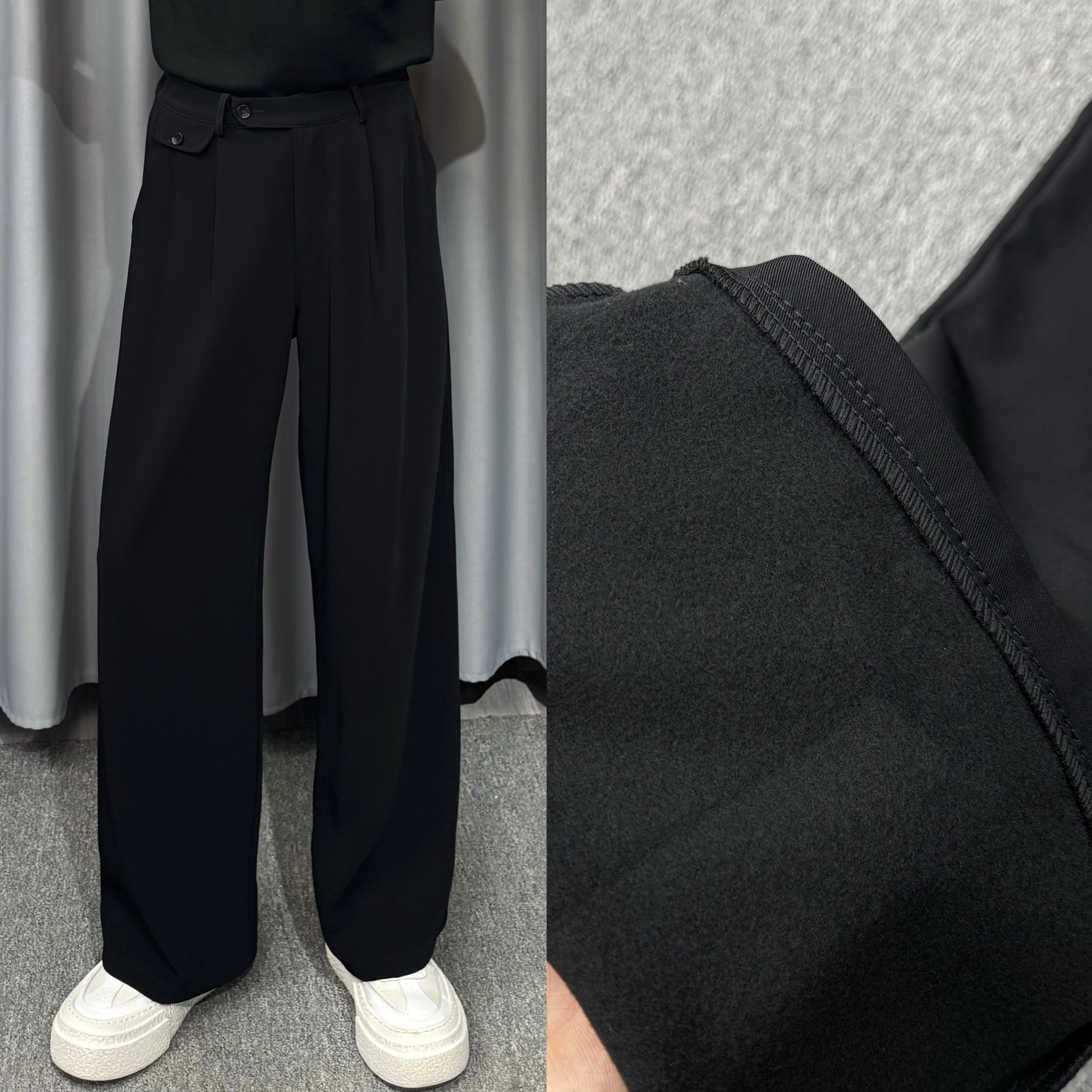 冬季新款加绒加厚韩版宽松休闲西装裤男款百搭中高腰显腿长长裤