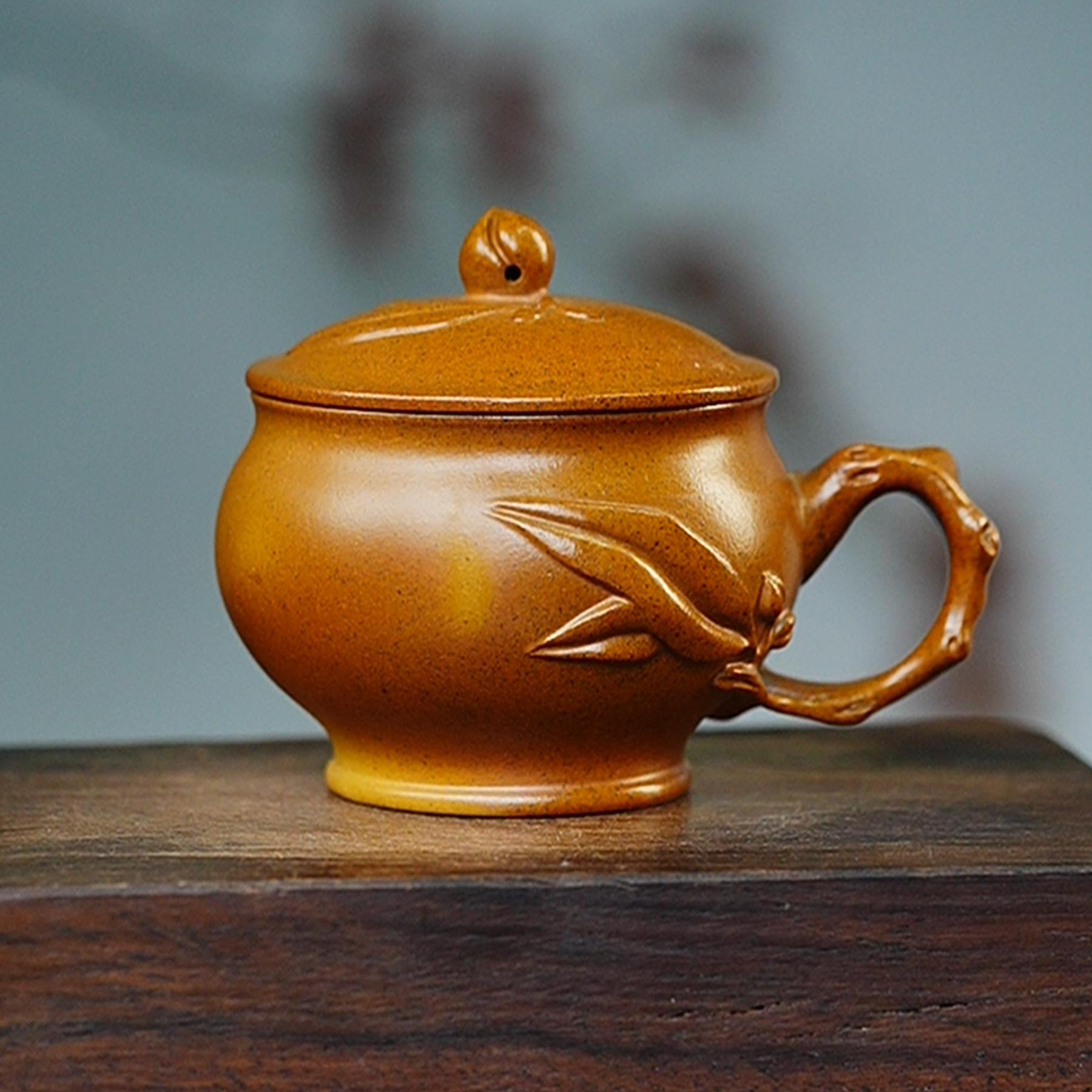 【0287寿桃盖杯】宜兴原矿紫砂全手工柴烧茶器盖杯茶具