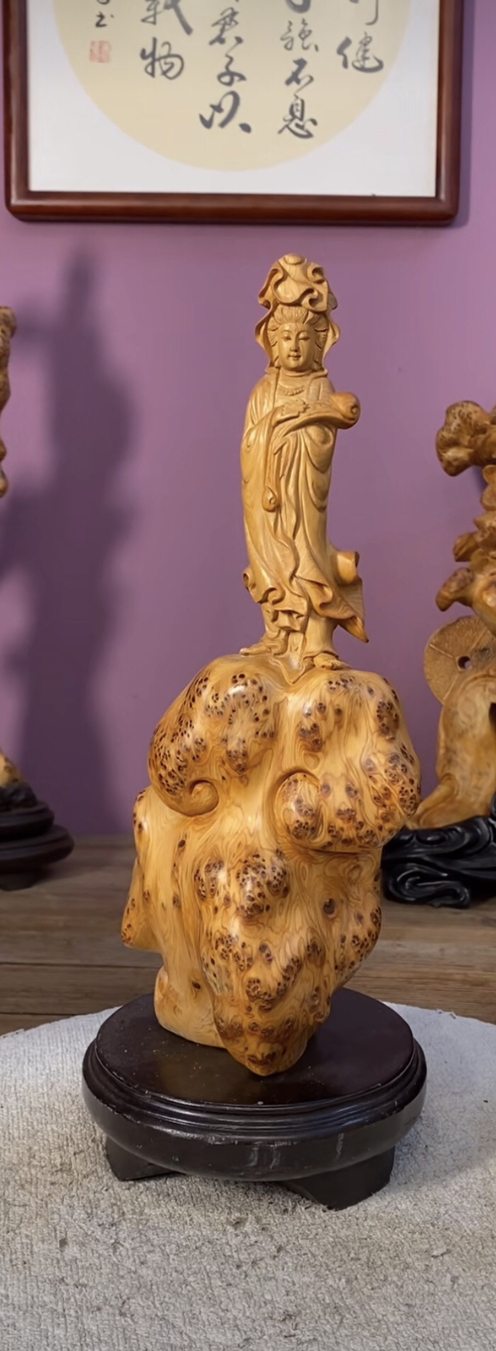 崖柏留疤观音摆件