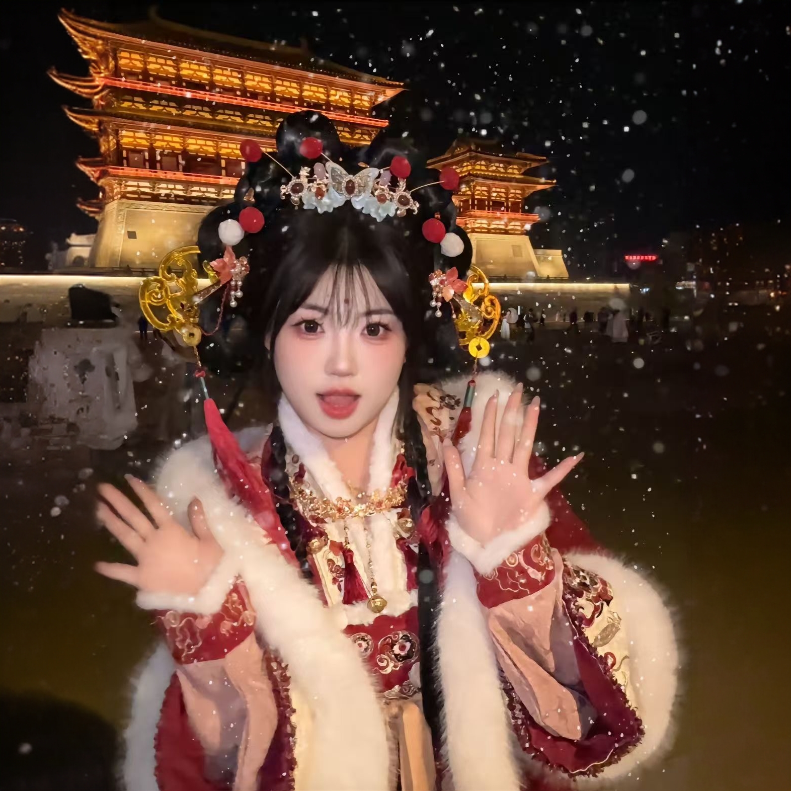 【小财神】拜年蛇年过年服吊带裙套装改良汉服冬