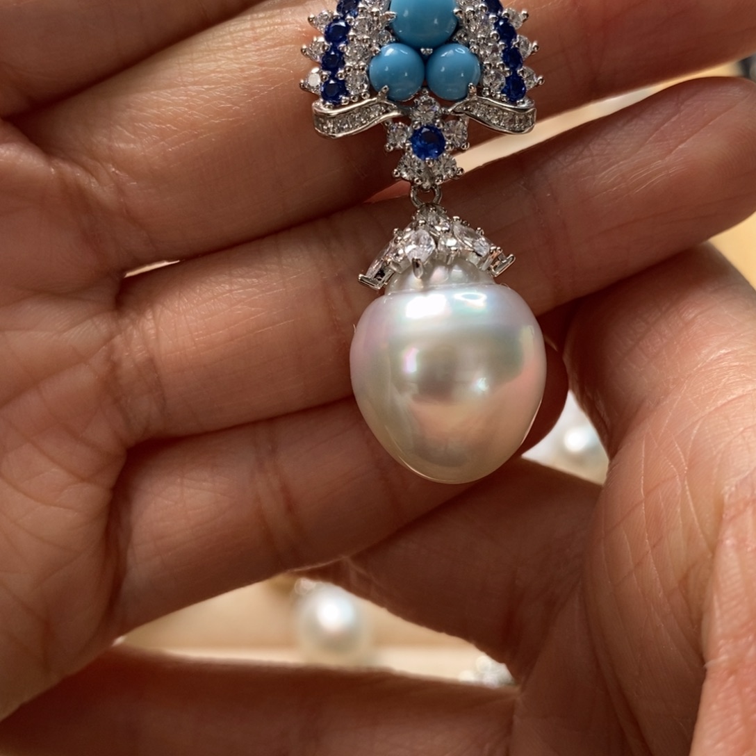 海水珍珠颈饰银S925镶嵌