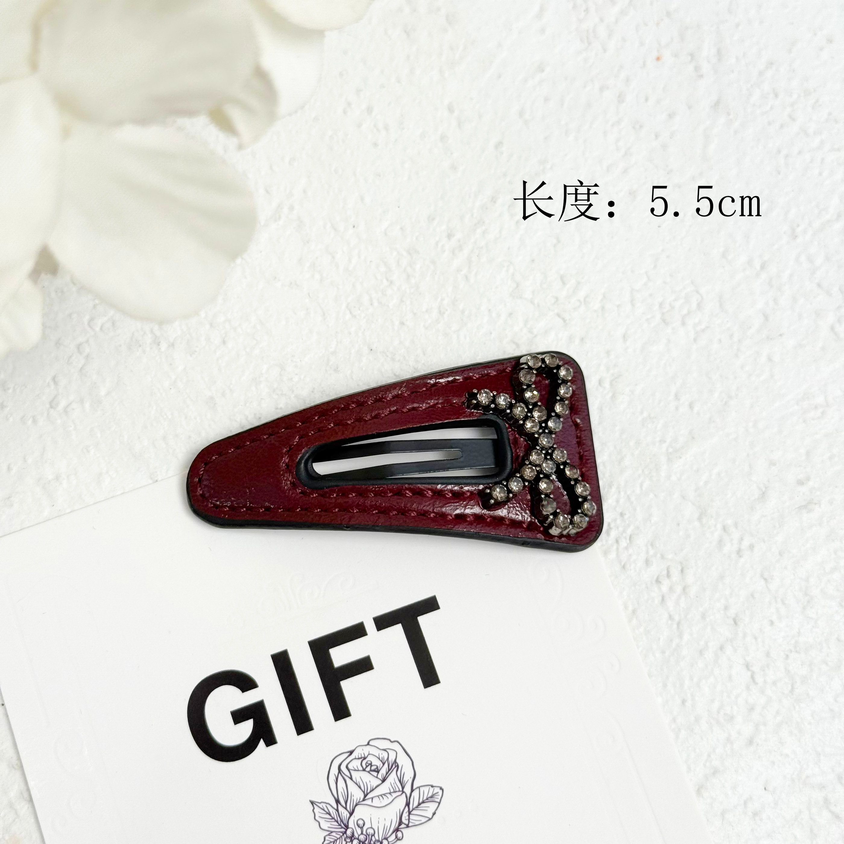 BAOSHATI/宝莎缇F-846满钻蝴蝶领结皮质碎发BB夹