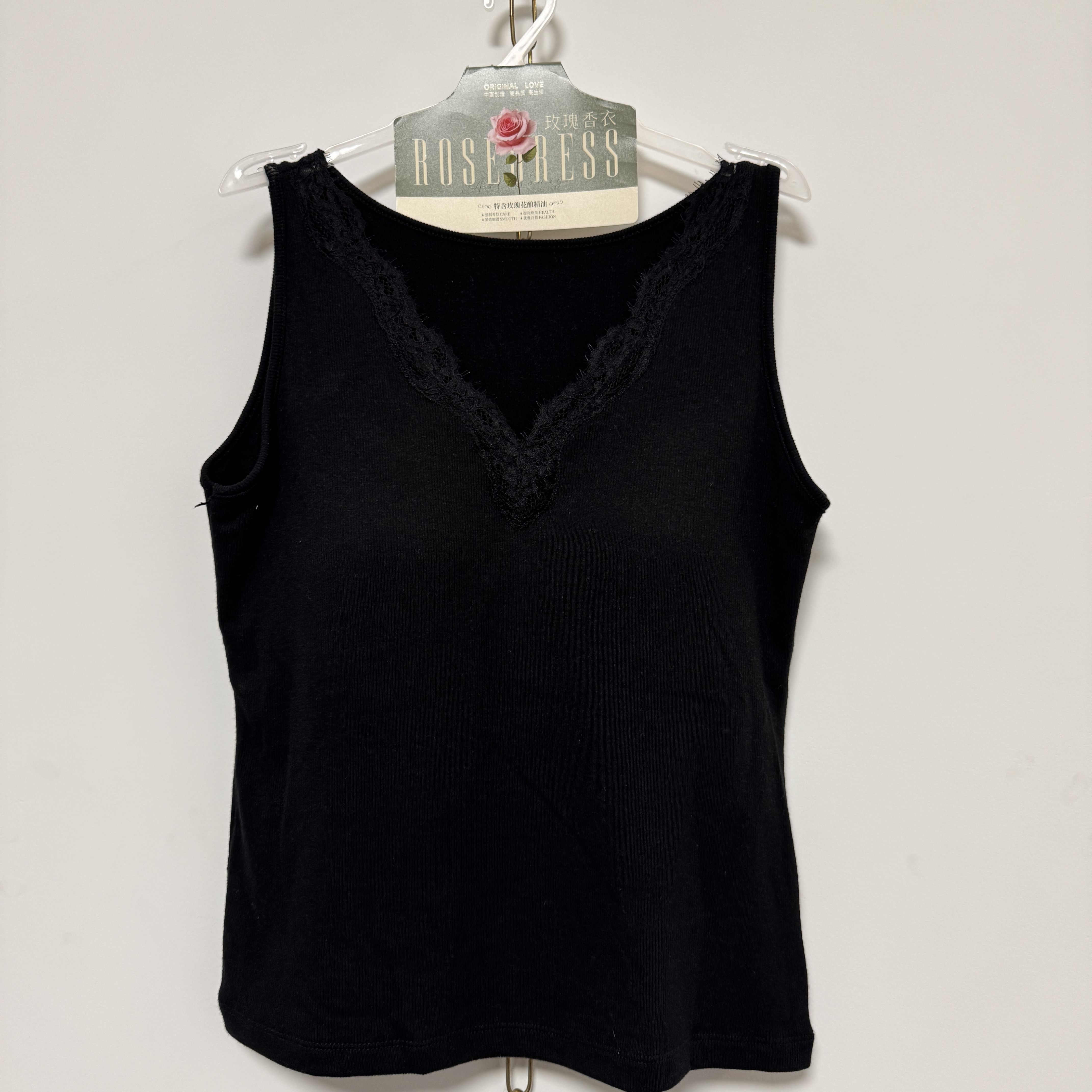 螺纹磨毛蕾丝拼接美背固定杯背心大码女一体杯遮副乳背心