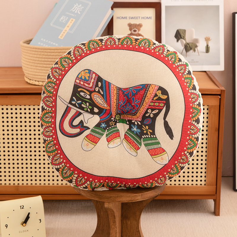 手工国风棉麻圆形椅子坐垫加厚垫子屁垫椅垫家用榻榻米地软垫