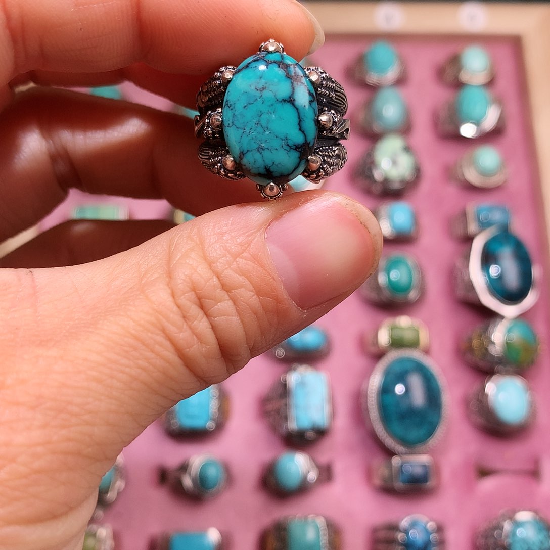 绿松石挂件银S925镶嵌