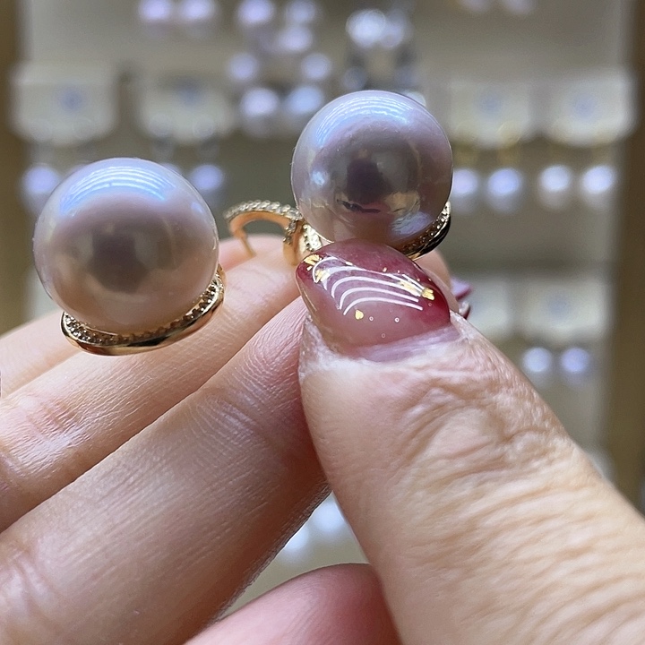 淡水珍珠耳饰银S925镶嵌