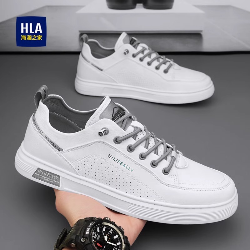海澜之家男鞋冬季透气防臭潮流百搭板鞋休闲运动一脚蹬真皮小白鞋