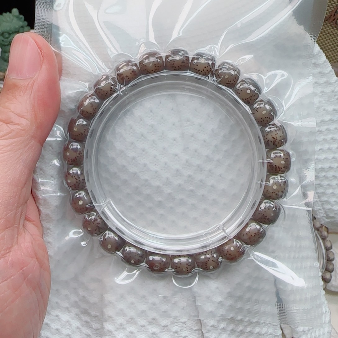 手串星月菩提灰冰玻璃体针尖星9*8