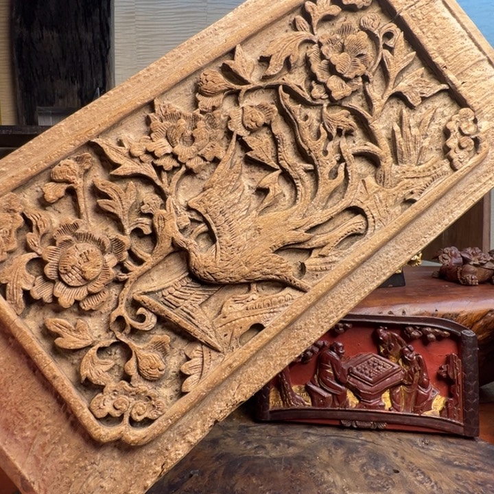 木福建木雕花板摆件