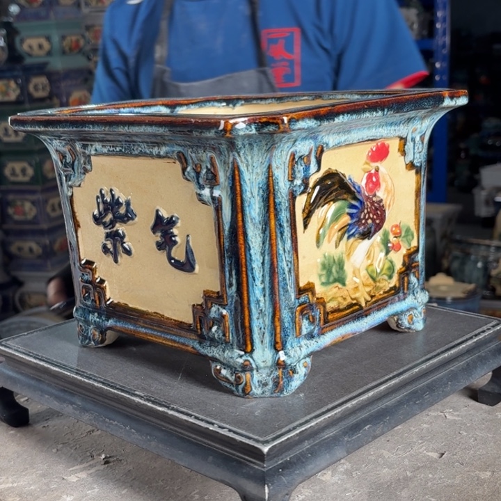 一风堂石湾花盆 内21*16微瑕盆口收缩890