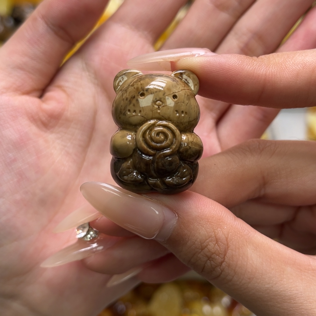 琥珀未镶嵌裸石天然琥珀根珀熊手串吊坠