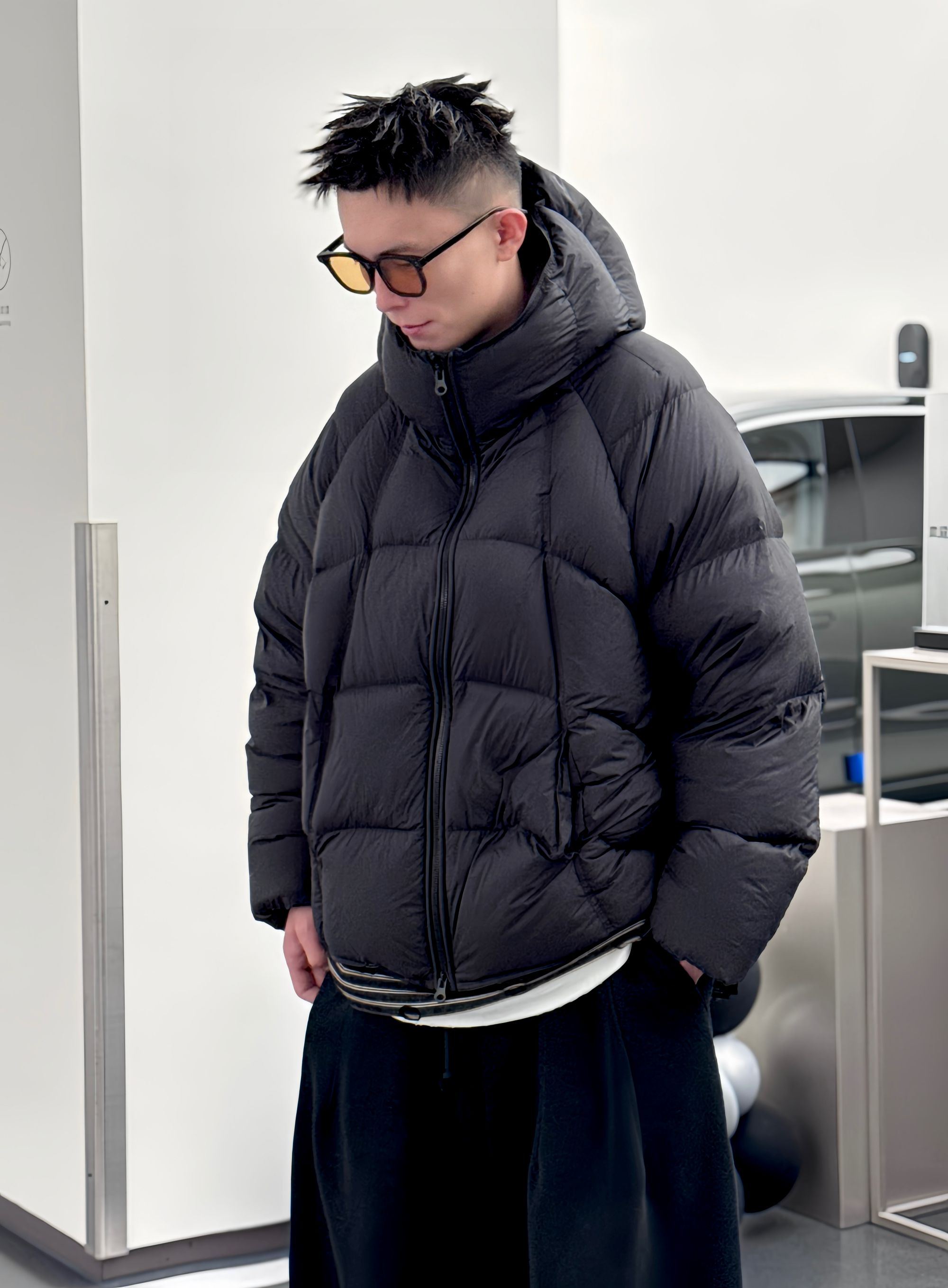 [7m 25SS]白鸭绒连帽防风蓬松泡芙羽绒服男冬季潮牌时尚轻量外套