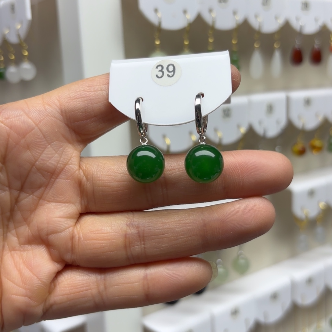 玛瑙/玉髓银S925镶嵌耳饰