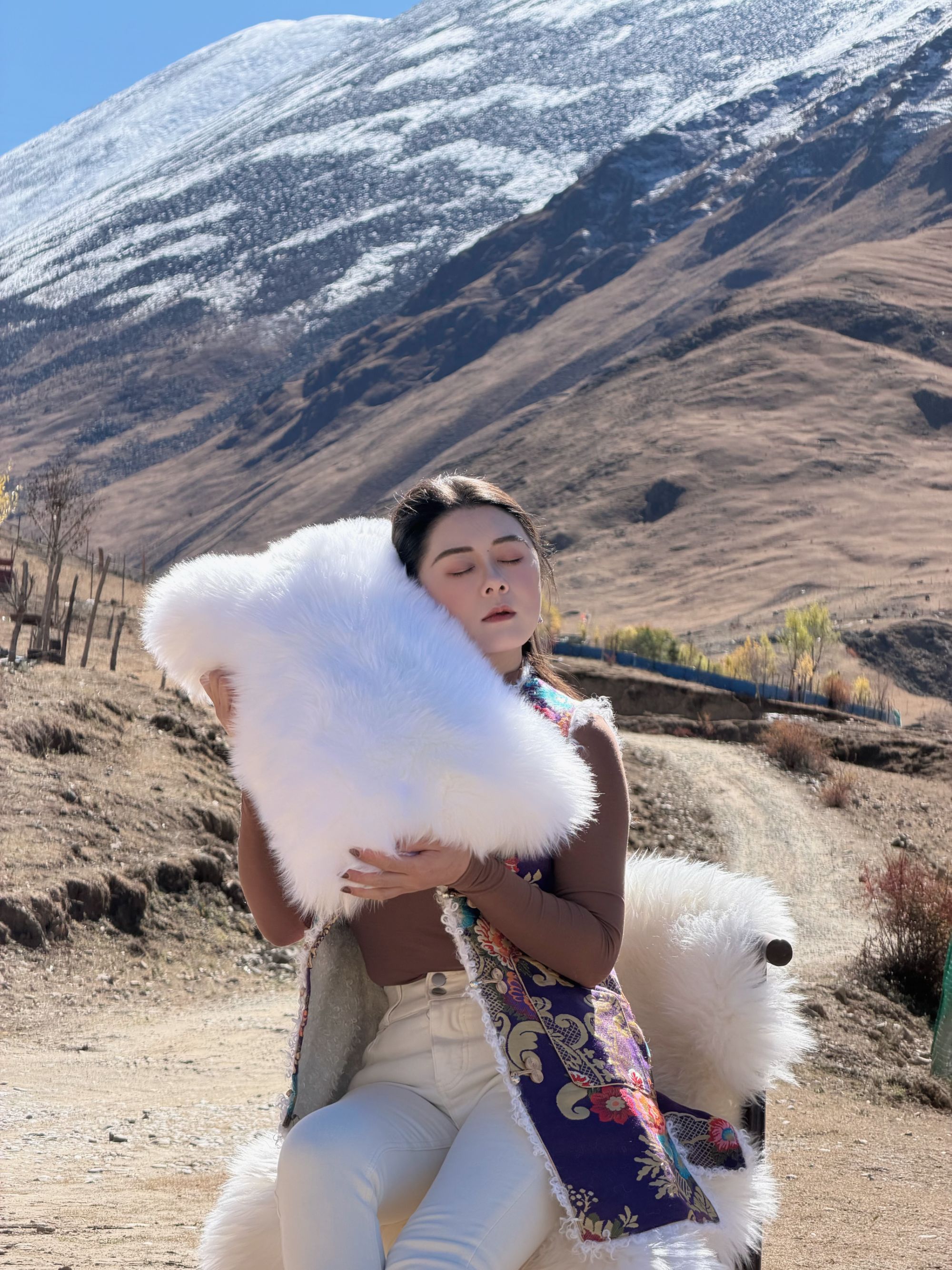 达娃姐姐雪域羊皮毛一体软绵绵抱枕 
