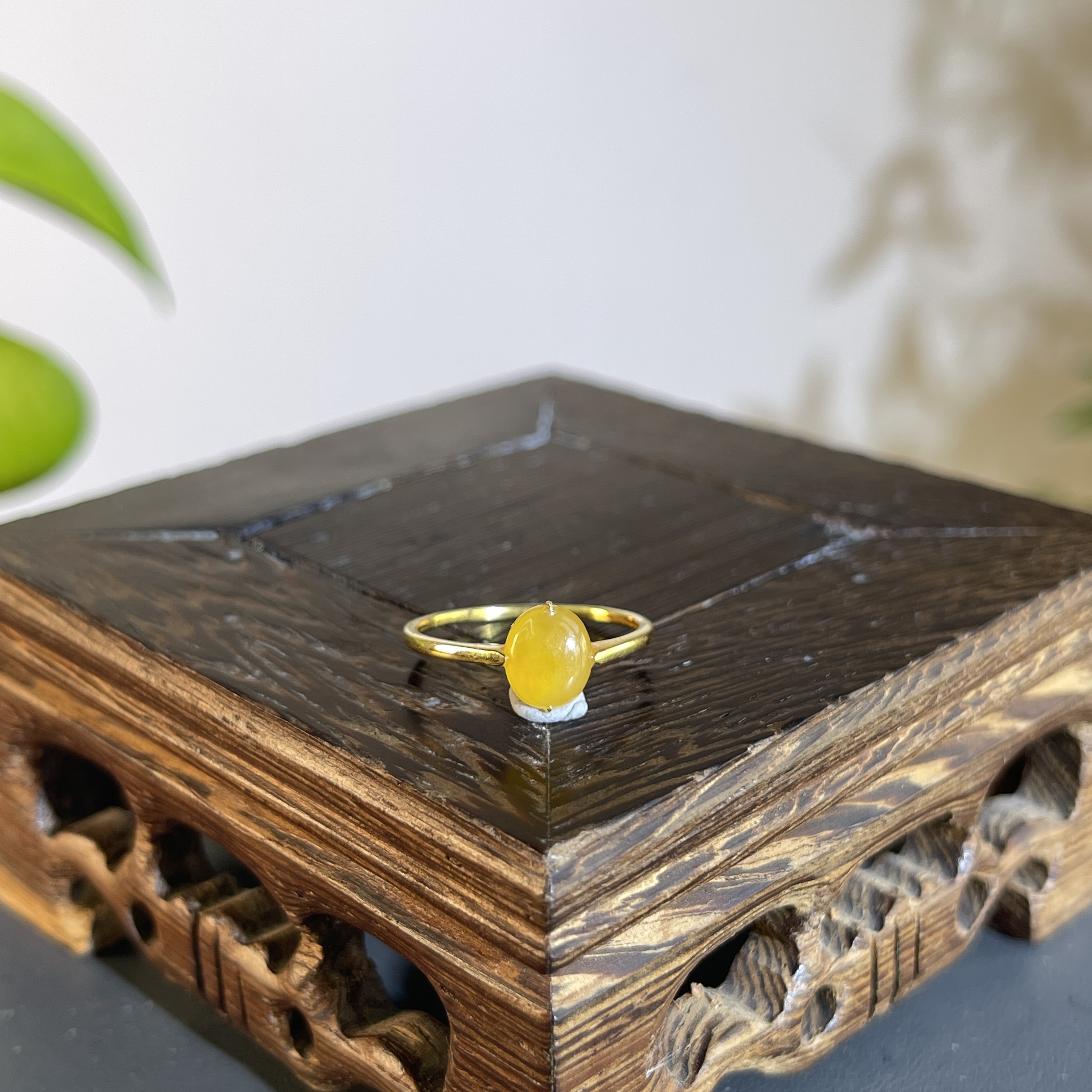 JTW19-69 天然缅甸A货翡翠  18K镶嵌戒指14#