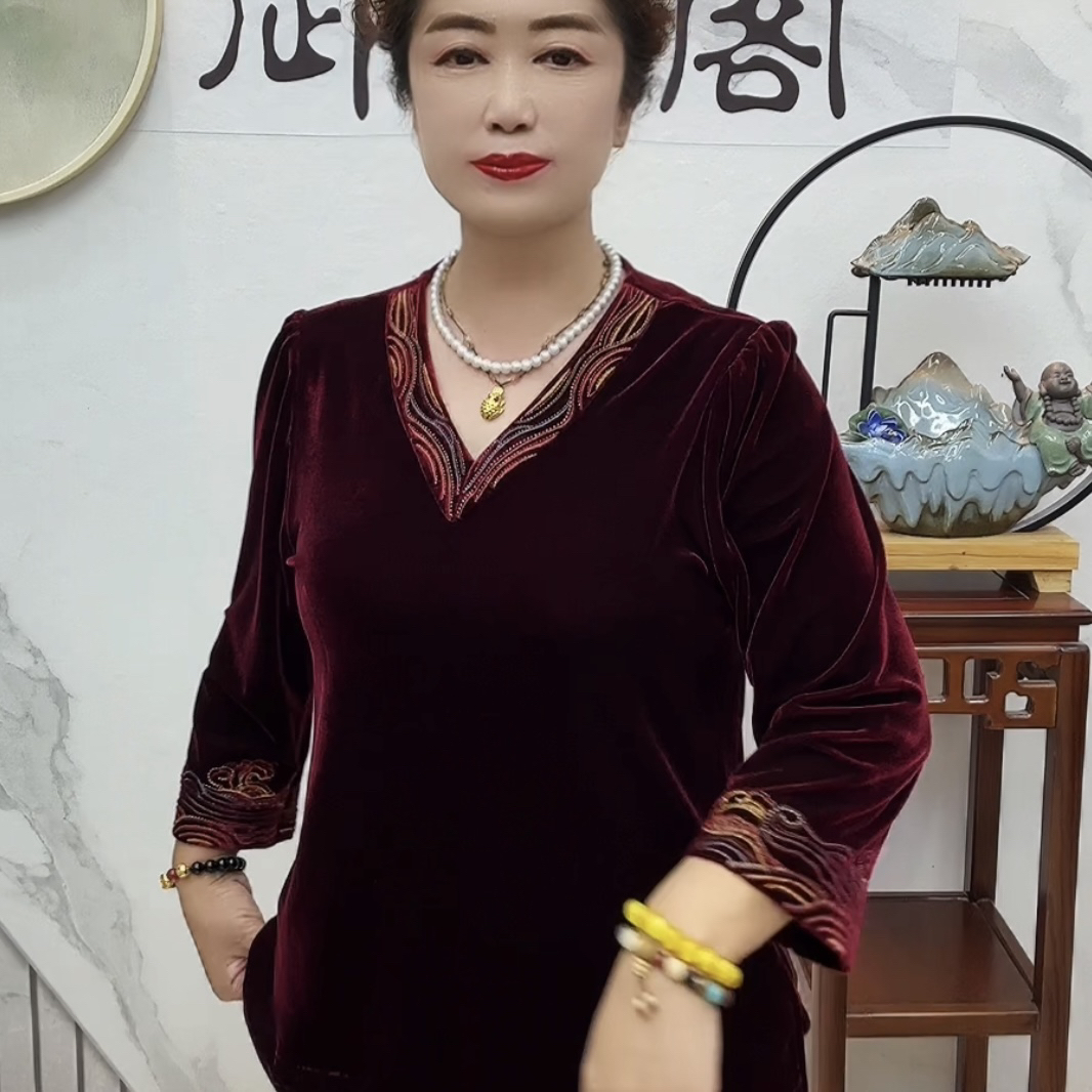 一帆风顺重工刺绣太太衫