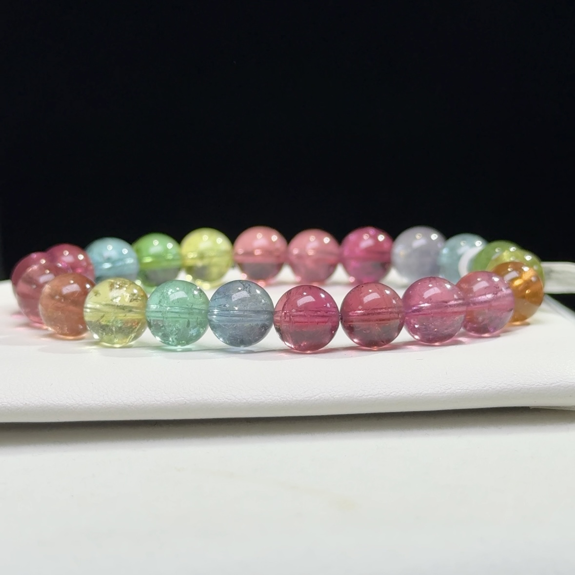 【亲媛珠宝】天然碧玺手链高级色标玻璃体单圈手串8.48mm