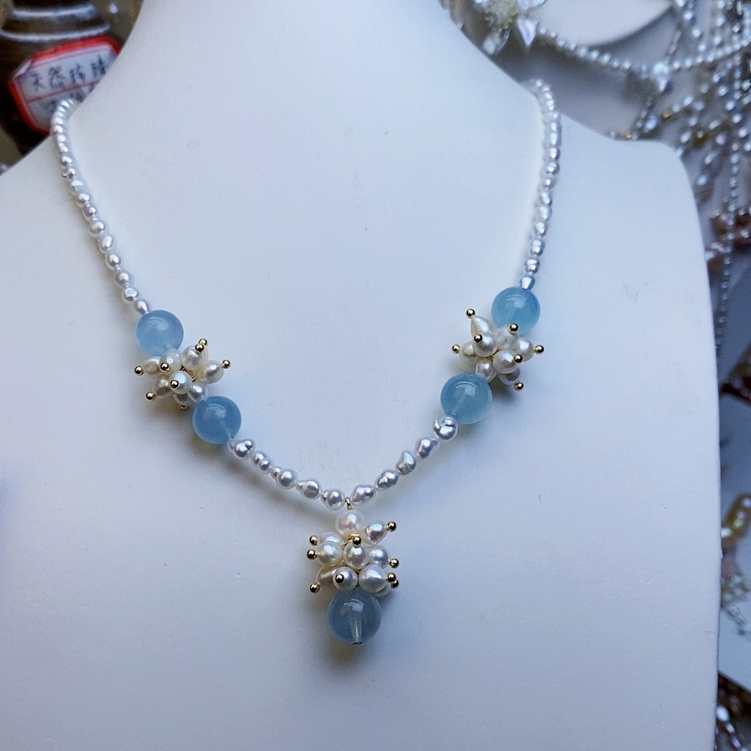 淡水珍珠颈饰银S925镶嵌