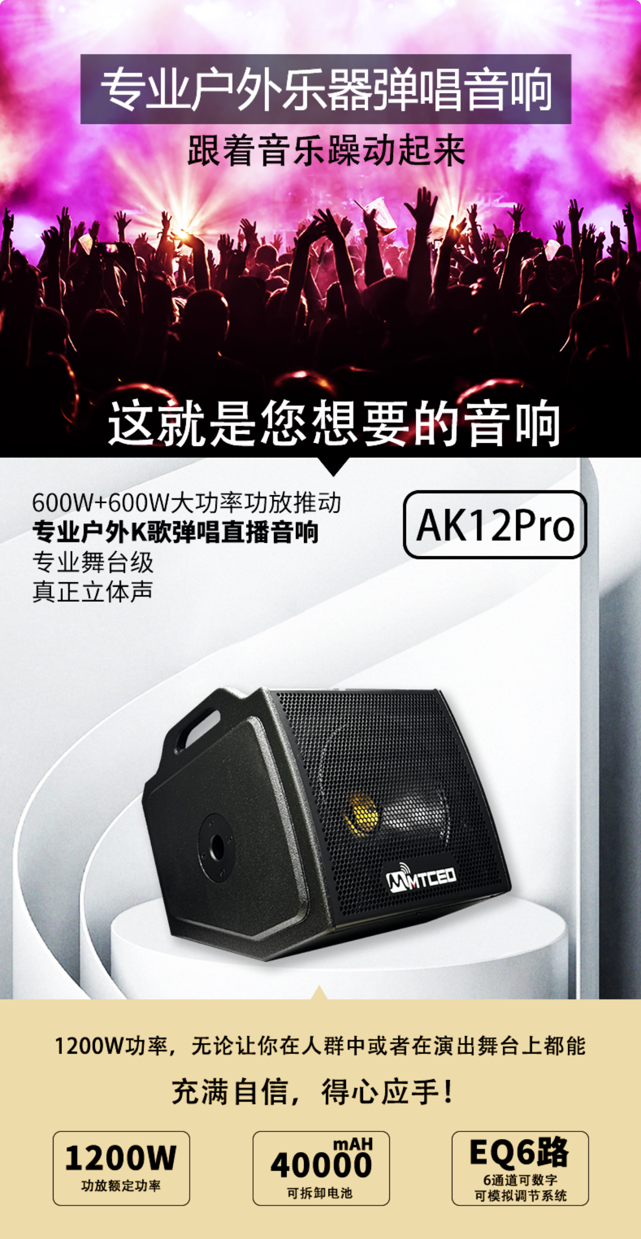 马田总裁AK12pro1200瓦户外大功率对箱