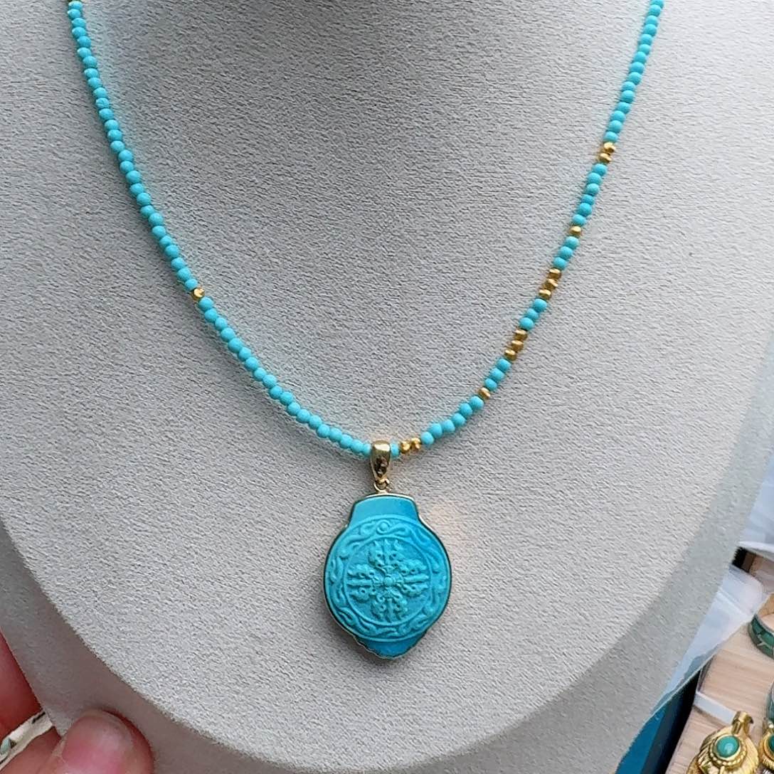 绿松石18K金镶嵌颈饰