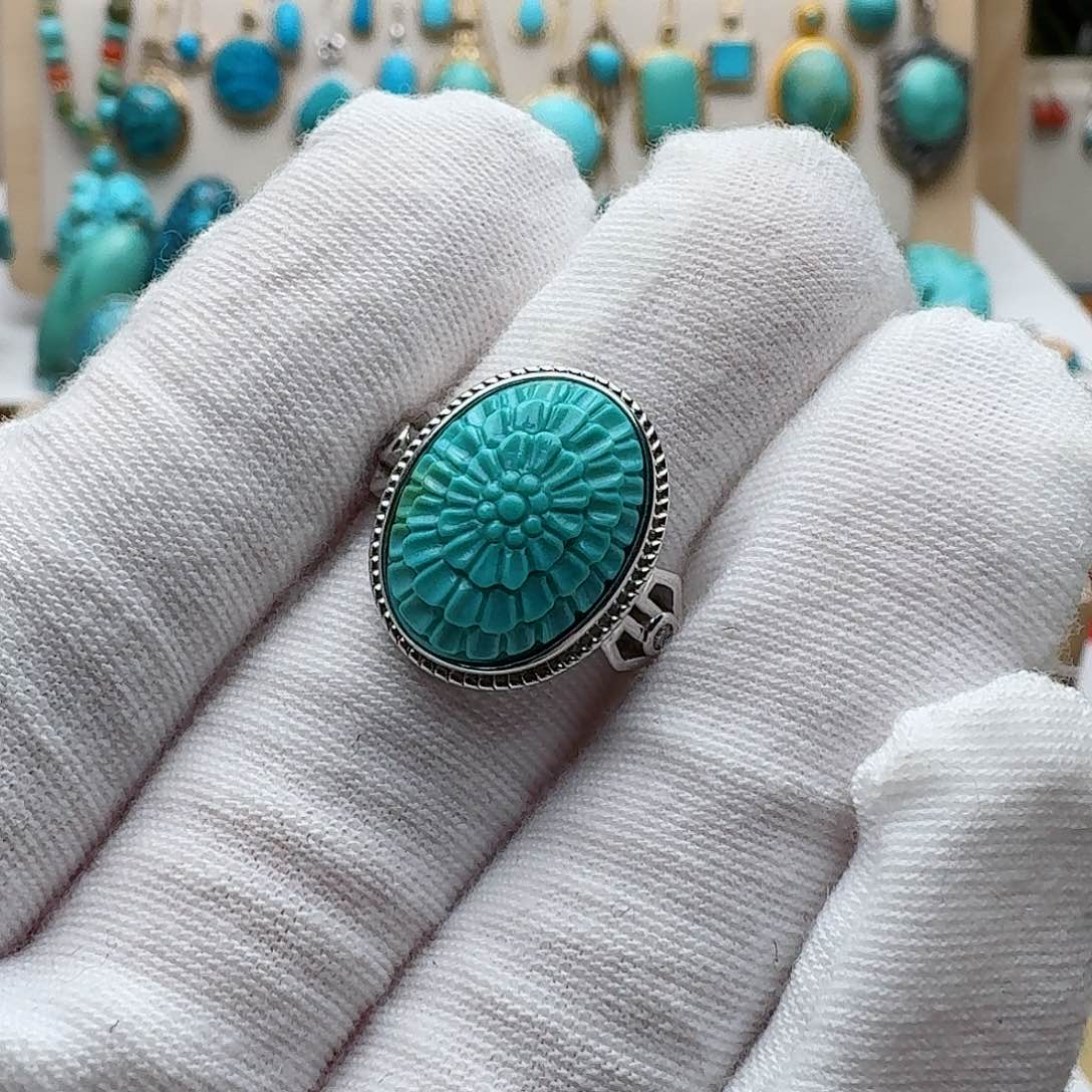 绿松石珠宝奇石银S925镶嵌