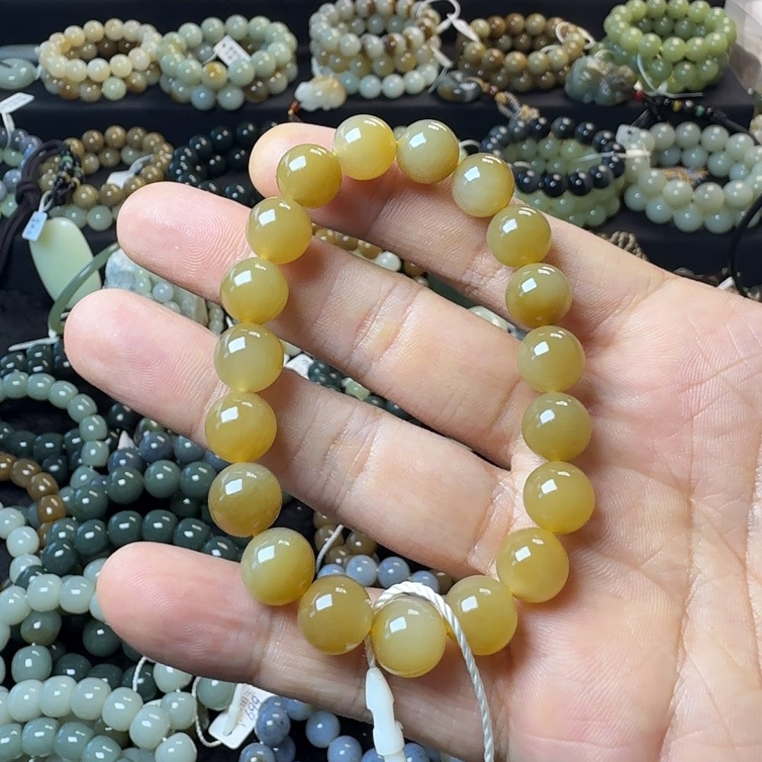 手链未镶嵌和田玉且末糖卡10 一物一证 NGTC国检