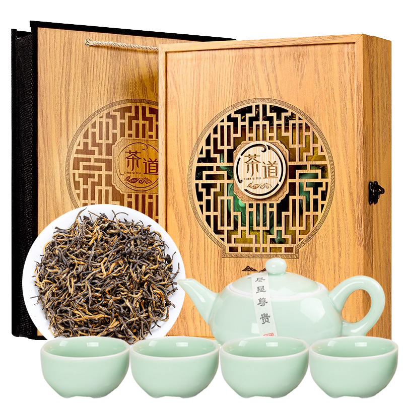 【送茶具一壶4杯】金骏眉红茶木质礼盒装 新茶叶金俊眉蜜香型送礼