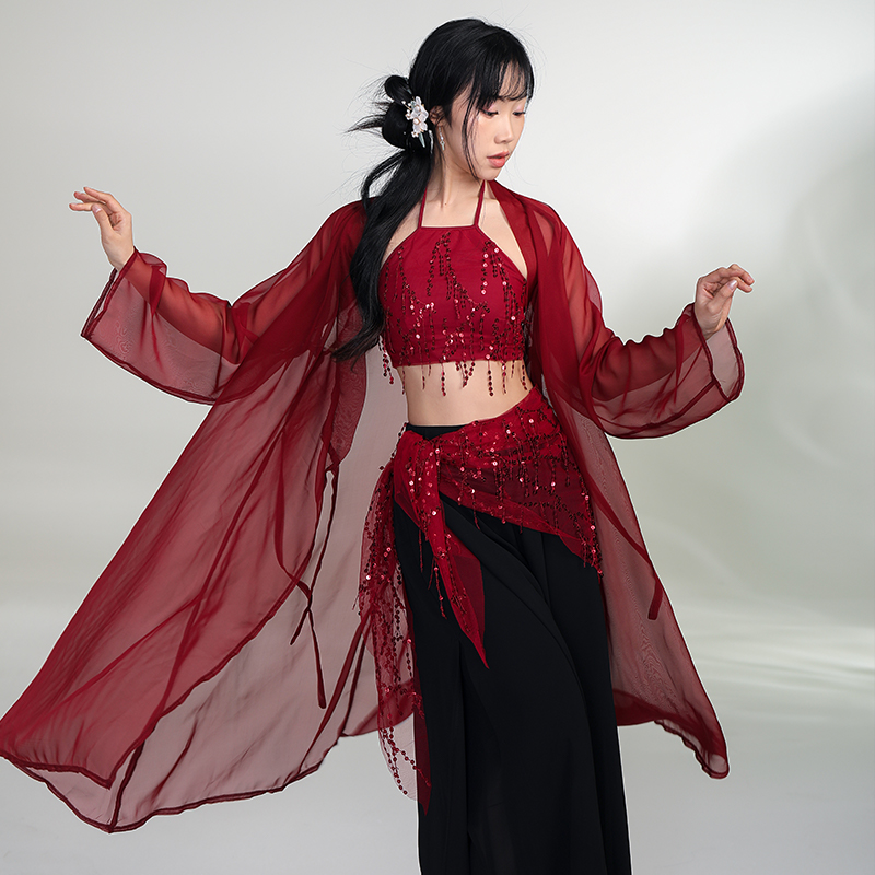 华丽独秀国风爵士舞蹈修身显瘦古典舞演出服中国舞练功服新款