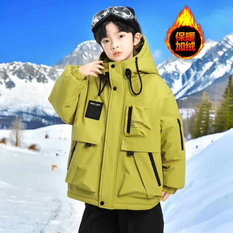 安踏官方联名恪戈男童棉服2025秋冬季加绒加厚派克服男孩棉衣外套